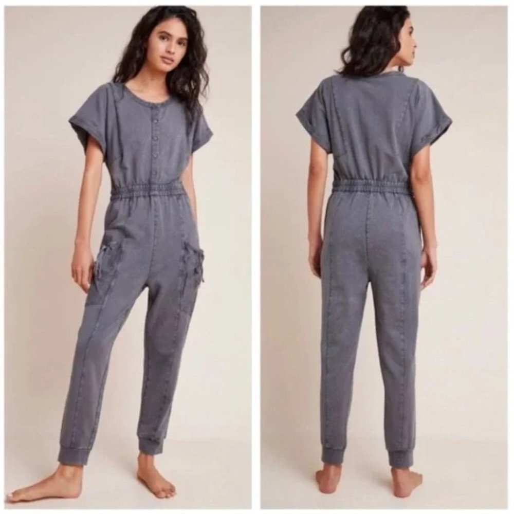 Anthropologie Washed Slate Gray Utility Jumpsuit